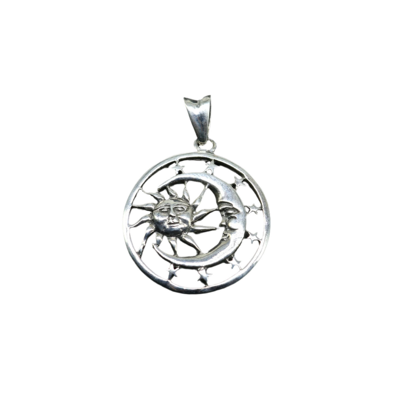925 solid sterling silver handmade amazing sun moon and star design customized pendant stylish locket unisex gifting jewelry  ssp880 - TRIBAL ORNAMENTS
