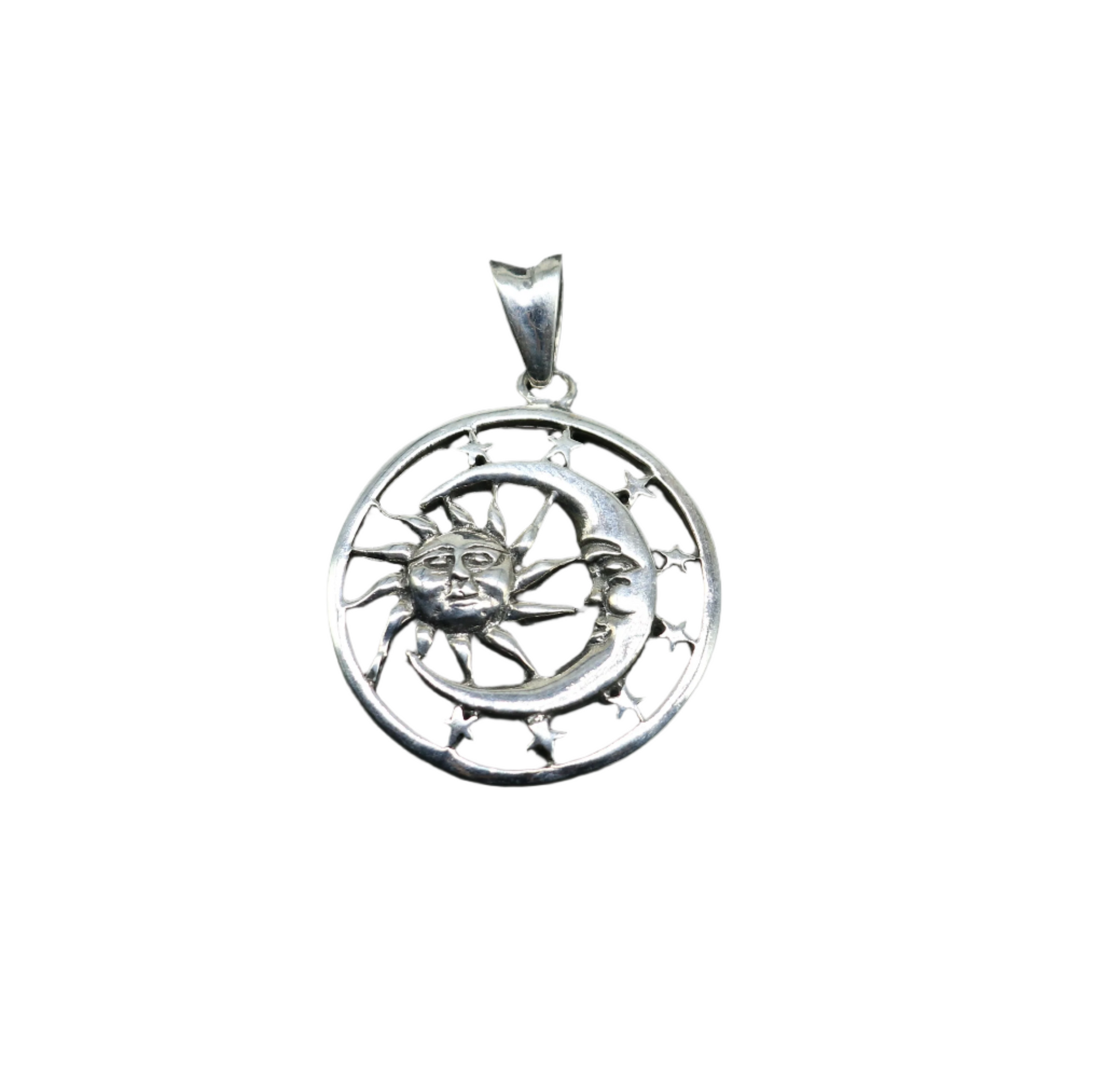 925 solid sterling silver handmade amazing sun moon and star design customized pendant stylish locket unisex gifting jewelry  ssp880 - TRIBAL ORNAMENTS