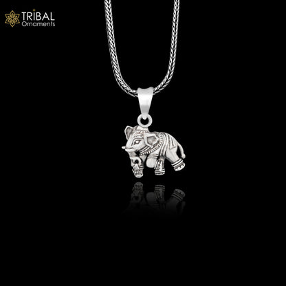 925 sterling silver elephant pendant by Tribal Ornaments, detailed small jewelry piece perfect for gifting or elegant necklace wear