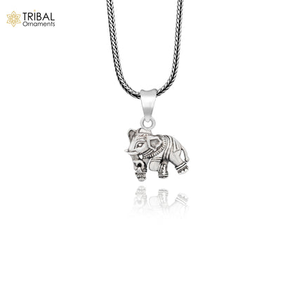 925 sterling silver elephant pendant jewelry by TRIBAL ORNAMENTS, detailed small elephant design for gifting or elegant wear