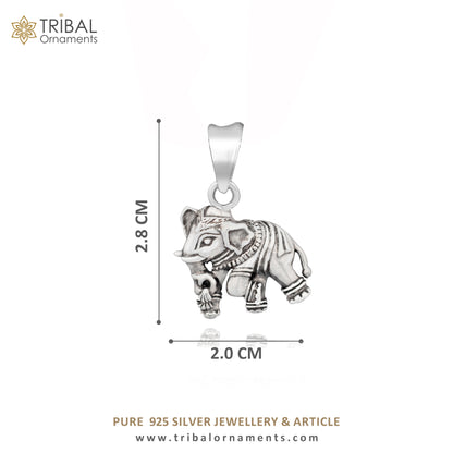 925 sterling silver elephant pendant necklace by TRIBAL ORNAMENTS, intricate small elephant design, perfect for gifting jewelry.