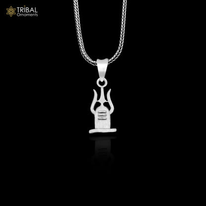 925 sterling silver Lord Shiva Lingam pendant, unisex tribal-designed jewelry with intricate Hindu idol details, custom jewelry piece.