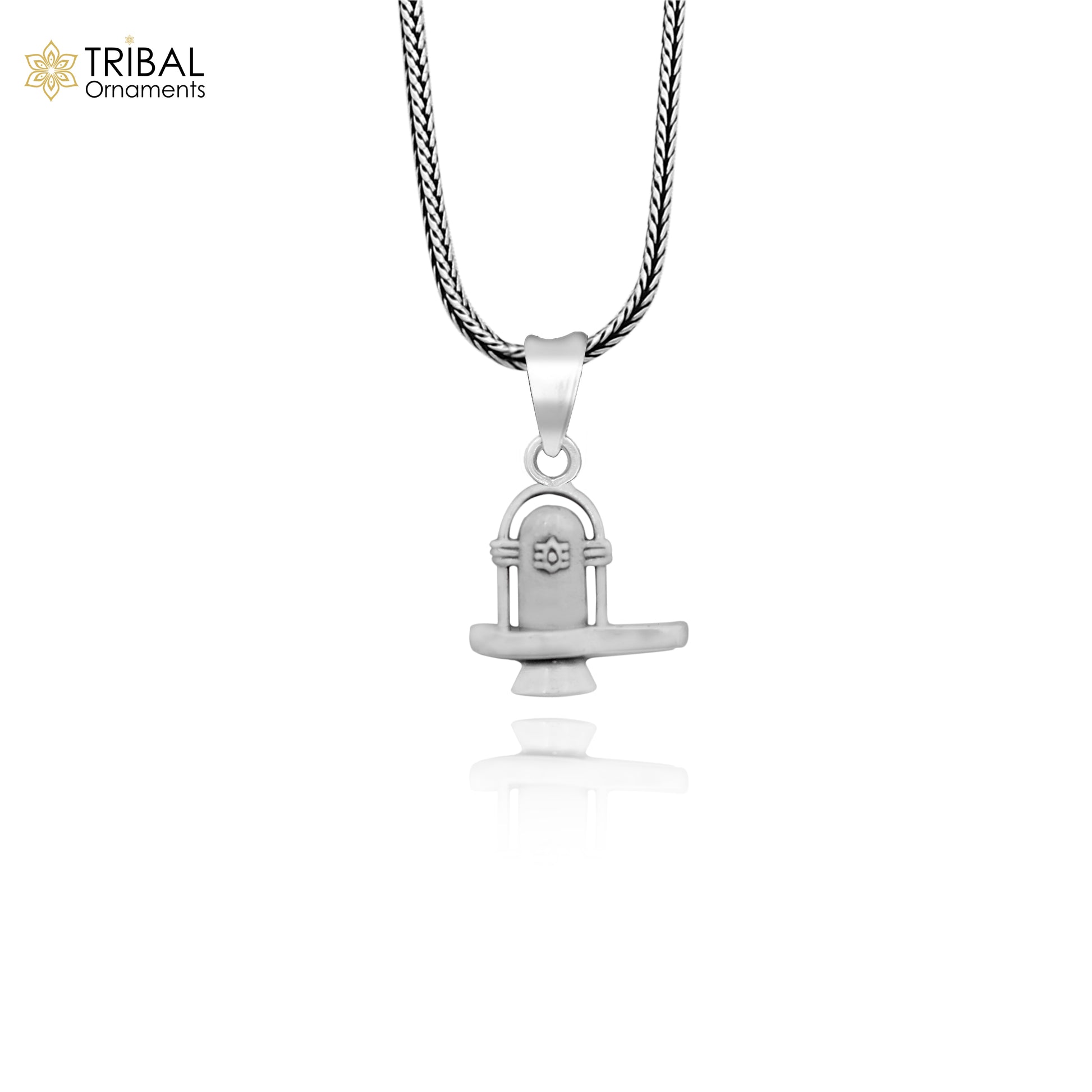 Sterling silver Lord Shiva Lingam pendant by Tribal Ornaments, unisex Hindu jewelry with intricate design and customizable features.