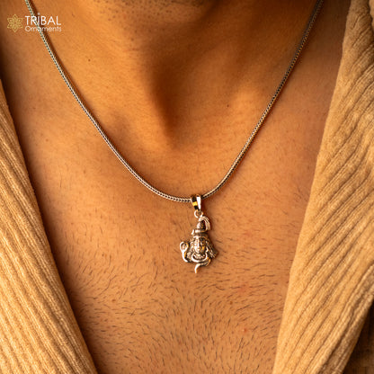 925 sterling silver Lord Shiva pendant by TRIBAL ORNAMENTS, unisex Hindu jewelry with intricate design and customized craftsmanship.