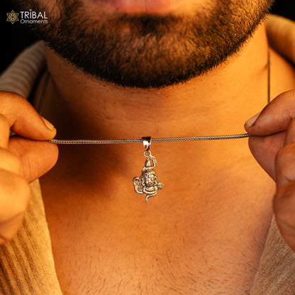 925 sterling silver Lord Shiva pendant by TRIBAL ORNAMENTS, detailed Hindu idol design, unisex customized jewelry locket.