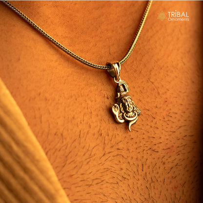 Sterling silver Lord Shiva pendant by TRIBAL ORNAMENTS, unisex Hindu jewelry with detailed design, perfect for customized jewelry collection.