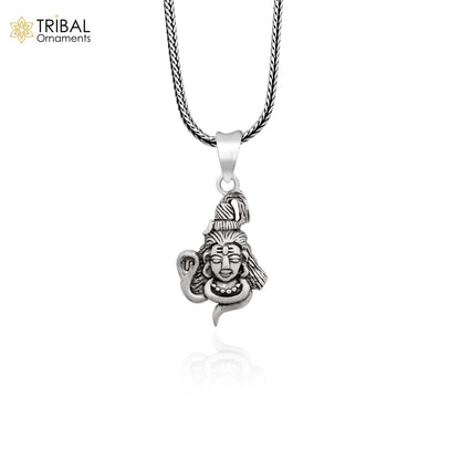 Unisex 925 sterling silver Lord Shiva pendant by Tribal Ornaments featuring intricate Hindu idol design, perfect for customized jewelry.