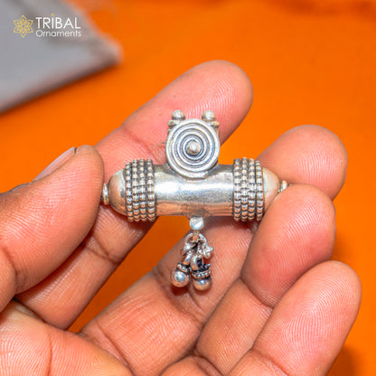 Sterling silver tribal amulet pendant with intricate design, part of Tribal Ornaments' tribal jewelry collection.