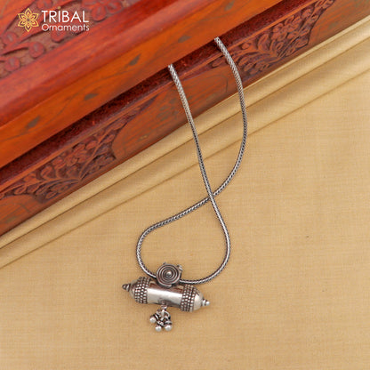 925 sterling silver tribal amulet pendant with intricate tribal jewelry design, showcasing traditional craftsmanship.