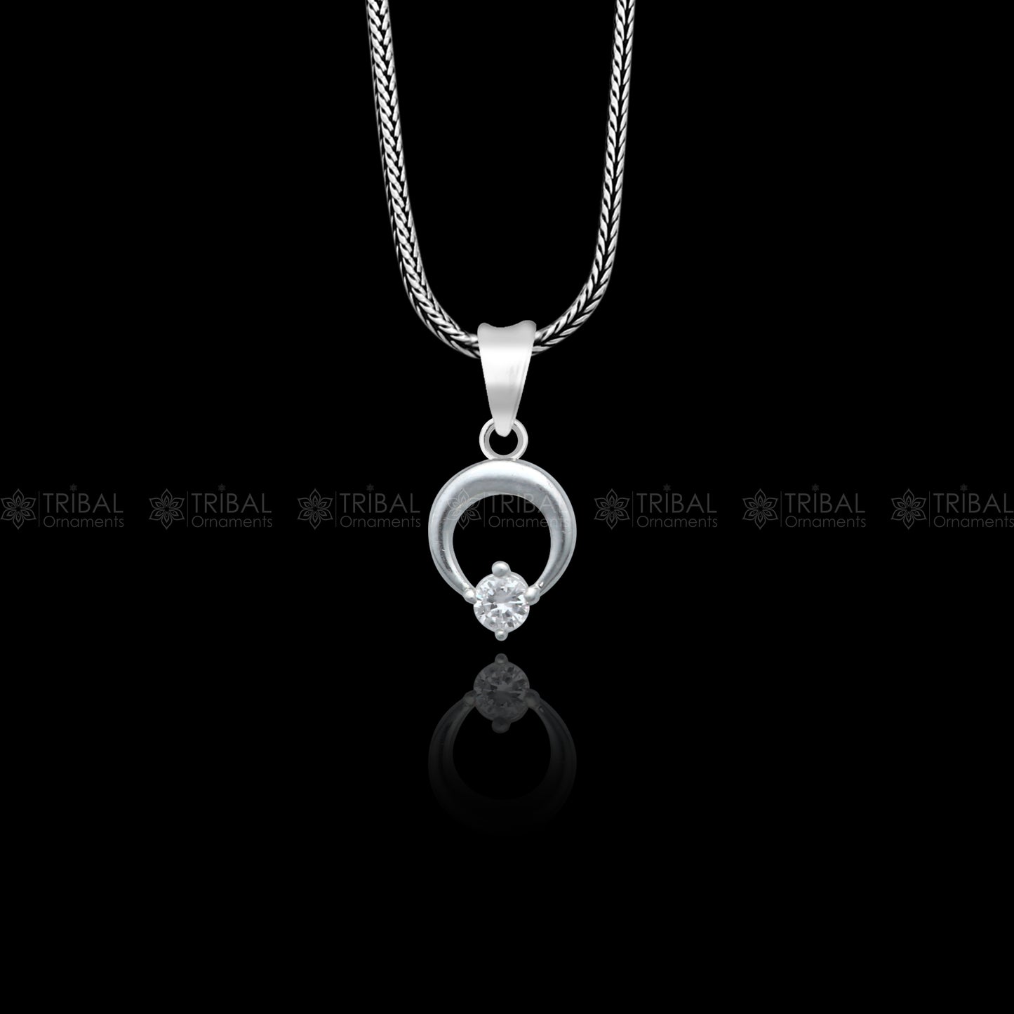925 Sterling silver antique design diamond pendant with tribal ornament style, showcasing intricate craftsmanship and sparkling diamonds.