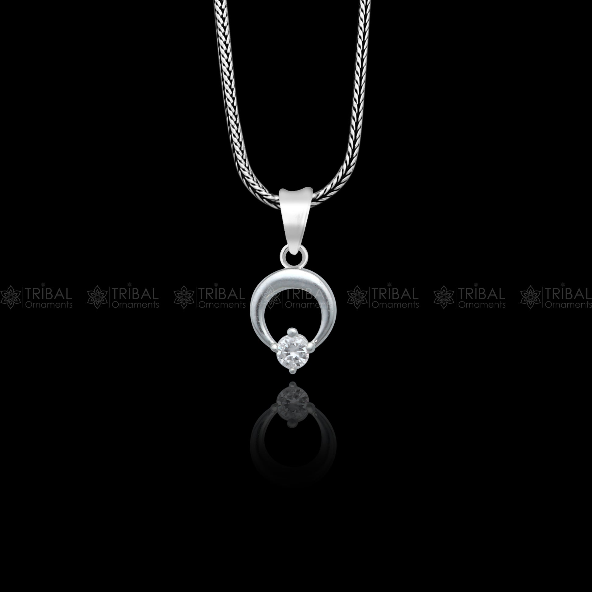 925 Sterling silver antique design diamond pendant with tribal ornament style, showcasing intricate craftsmanship and sparkling diamonds.