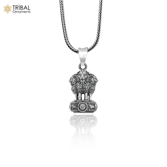 925 sterling silver Ashok chakra (stambh)Pendant  with chain tribal jewellery nsp1019 - TRIBAL ORNAMENTS