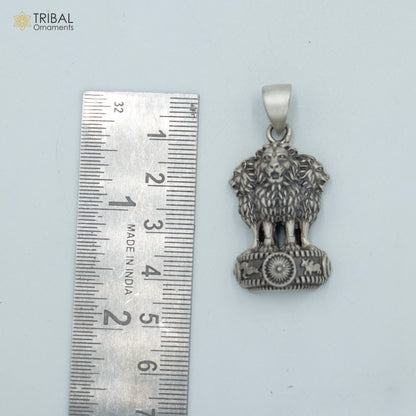 925 sterling silver Ashok Chakra pendant with chain, tribal jewelry featuring intricate tribal ornament design.