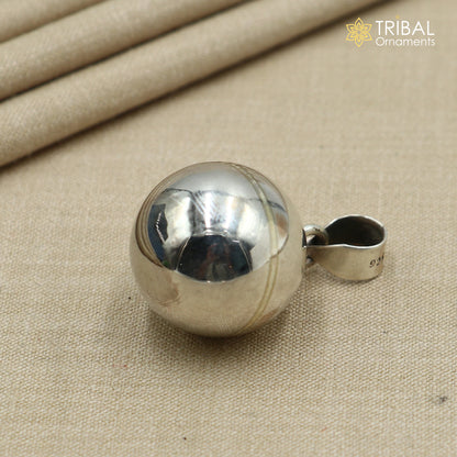 Sterling silver ball design pet dog jingling pendant with chain, tribal jewelry by TRIBAL ORNAMENTS, featuring intricate tribal details.