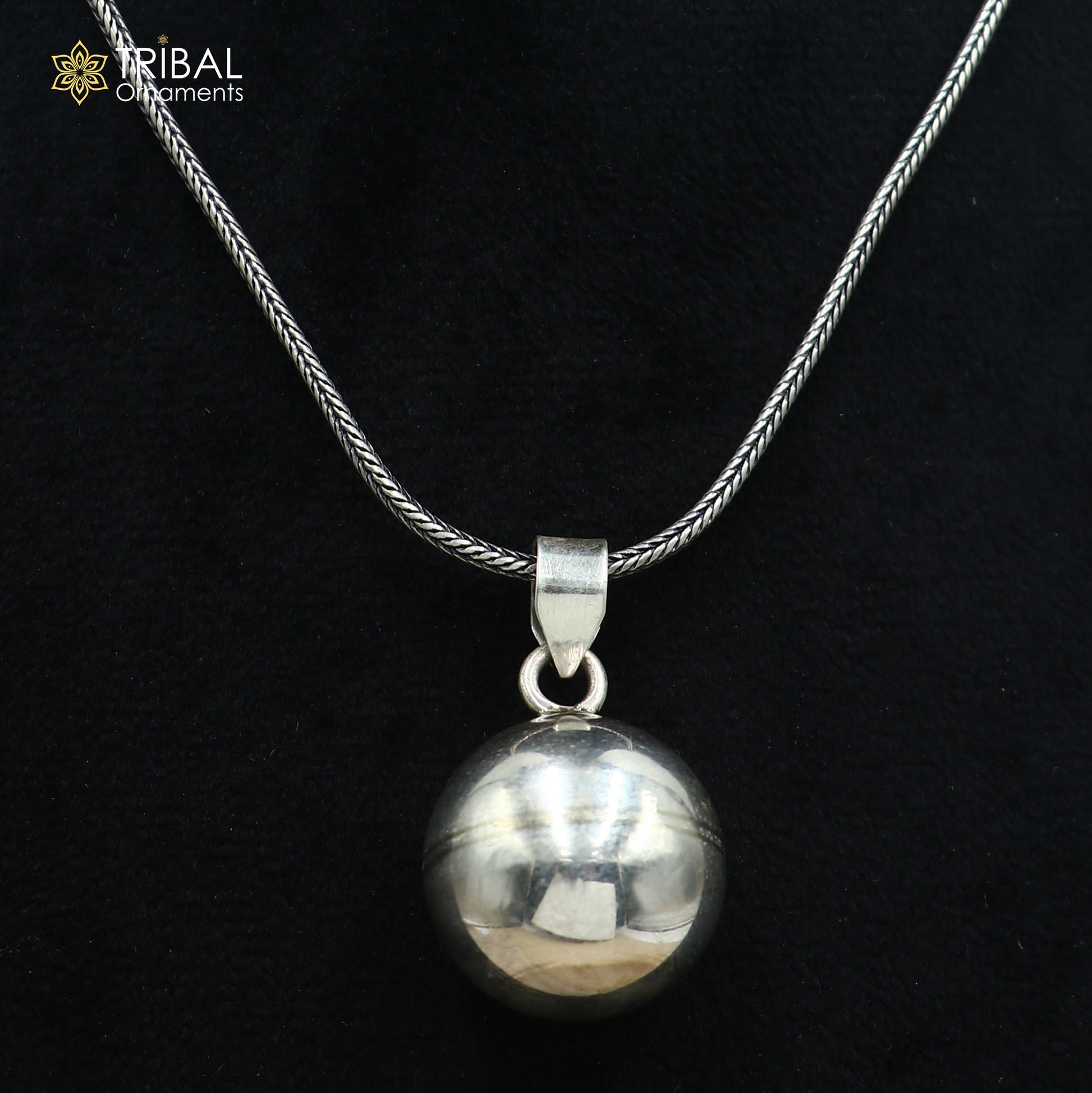 925 sterling silver ball design pet dog jingling Pendant with chain tribal jewellery nsp1061 - TRIBAL ORNAMENTS