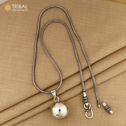 925 sterling silver ball design pet dog jingling pendant with chain, tribal jewelry by TRIBAL ORNAMENTS.