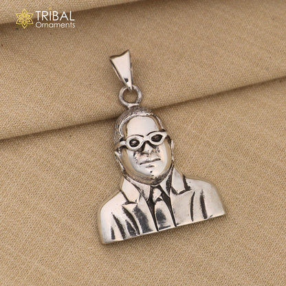 925 sterling silver Bheem Rav Ambedkar design pendant from Tribal Ornaments, detailed religious and cultural jewelry piece.