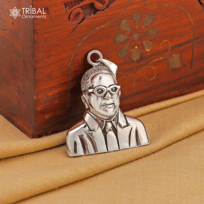925 sterling silver Bheem Rav Ambedkar design pendant, tribal ornament jewelry featuring intricate Ambedkar motif.