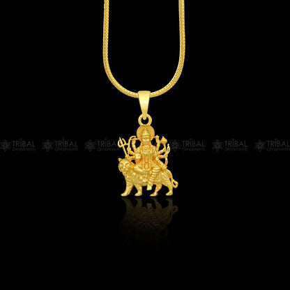 925 sterling silver Goddess Durga Maa pendant featuring tribal design, divine blessing locket, tribal jewelry by TRIBAL ORNAMENTS