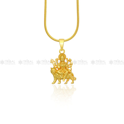 925 sterling silver Durga Maa pendant featuring Goddess Bhawani, tribal jewelry divine blessing locket with intricate design.