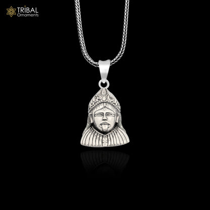 Sterling silver Goddess Kali Maa pendant by TRIBAL ORNAMENTS, unisex tribal jewelry featuring a detailed tribal-style Kali Maa design.
