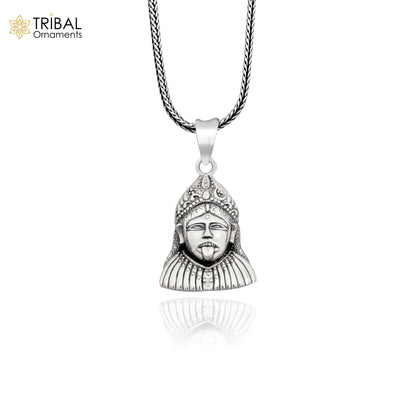 925 sterling silver Goddess Kalika Maa pendant, tribal unisex jewelry featuring Kali Ma design, handcrafted tribal ornament.