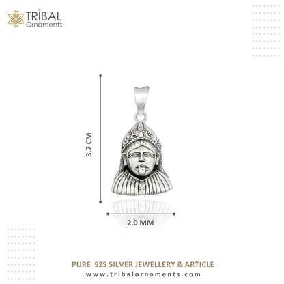 925 sterling silver Goddess Kali Maa pendant, unisex tribal jewelry featuring a detailed tribal ornament design.