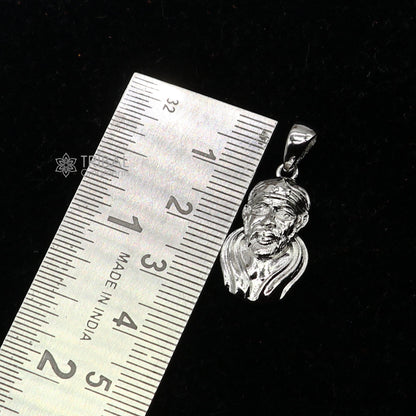Sterling silver Sai Baba pendant featuring divine blessing design, tribal jewelry by TRIBAL ORNAMENTS.