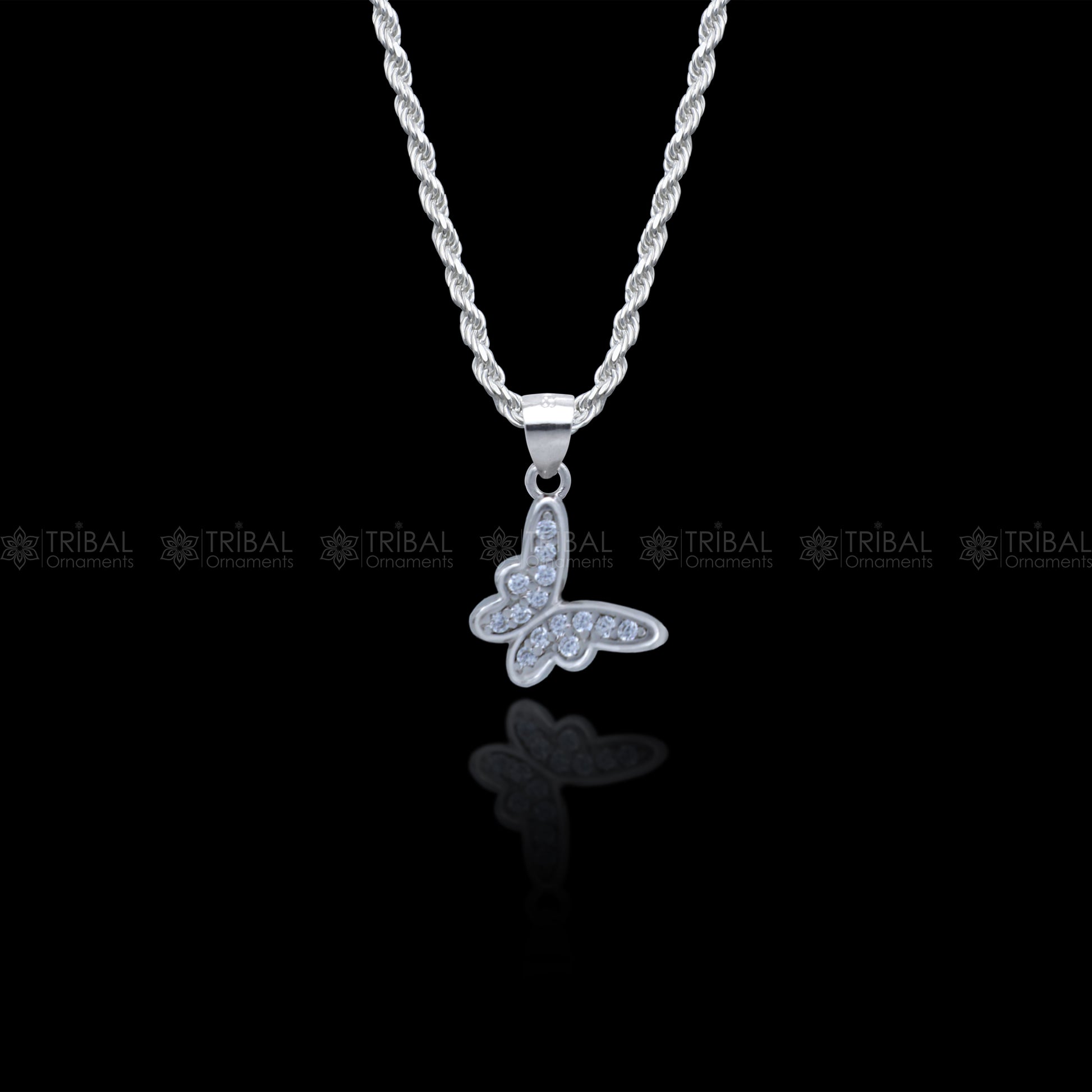 925 Sterling silver butterfly shape diamond cubic zirconia stone  pendant nsp978 - TRIBAL ORNAMENTS