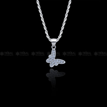 925 Sterling silver butterfly shape diamond cubic zirconia stone  pendant nsp978 - TRIBAL ORNAMENTS