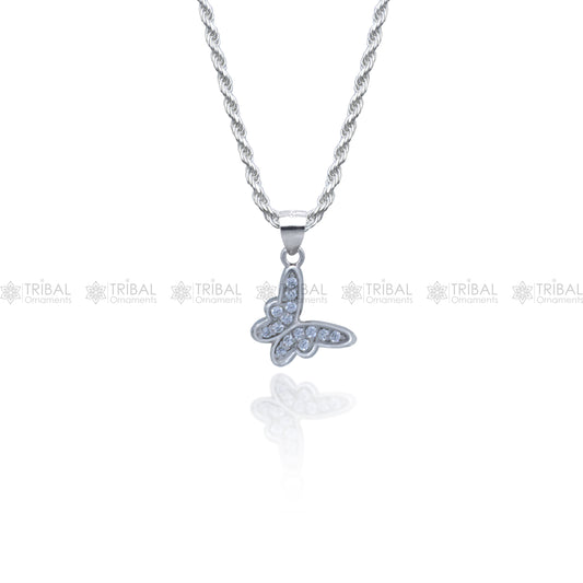 925 Sterling silver butterfly shape diamond cubic zirconia stone  pendant nsp978 - TRIBAL ORNAMENTS