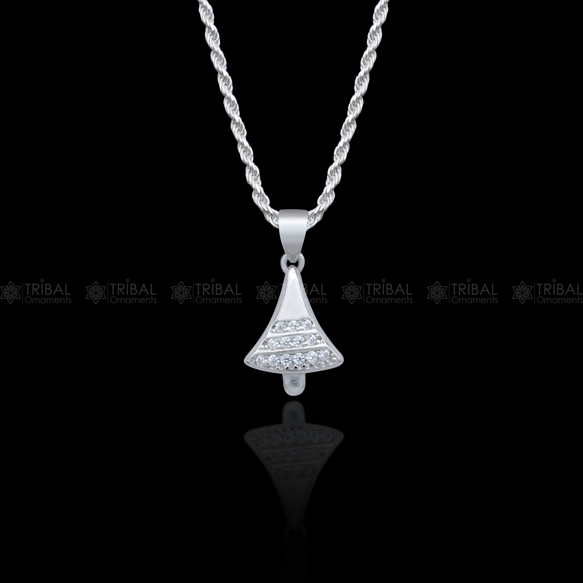 925 Sterling silver christmas diamond cubic zirconia stone  pendant nsp983 - TRIBAL ORNAMENTS