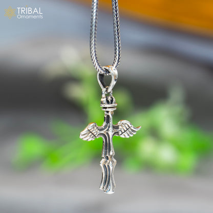 925 sterling silver cross pendant with chain, tribal jewelry design by TRIBAL ORNAMENTS