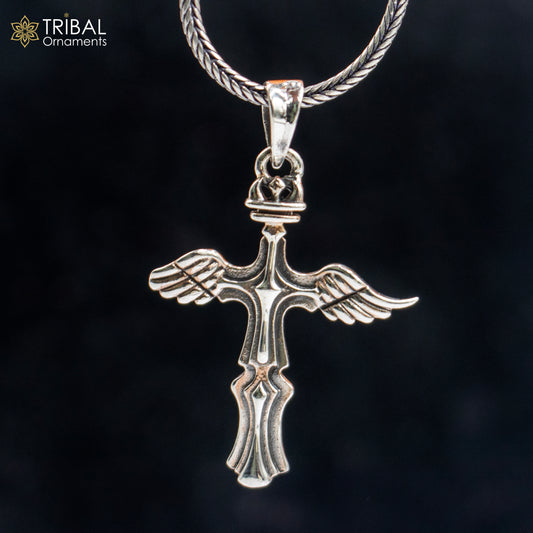 925 sterling silver handmade cross Silver Pendant with chain tribal jewellery nsp1045 - TRIBAL ORNAMENTS