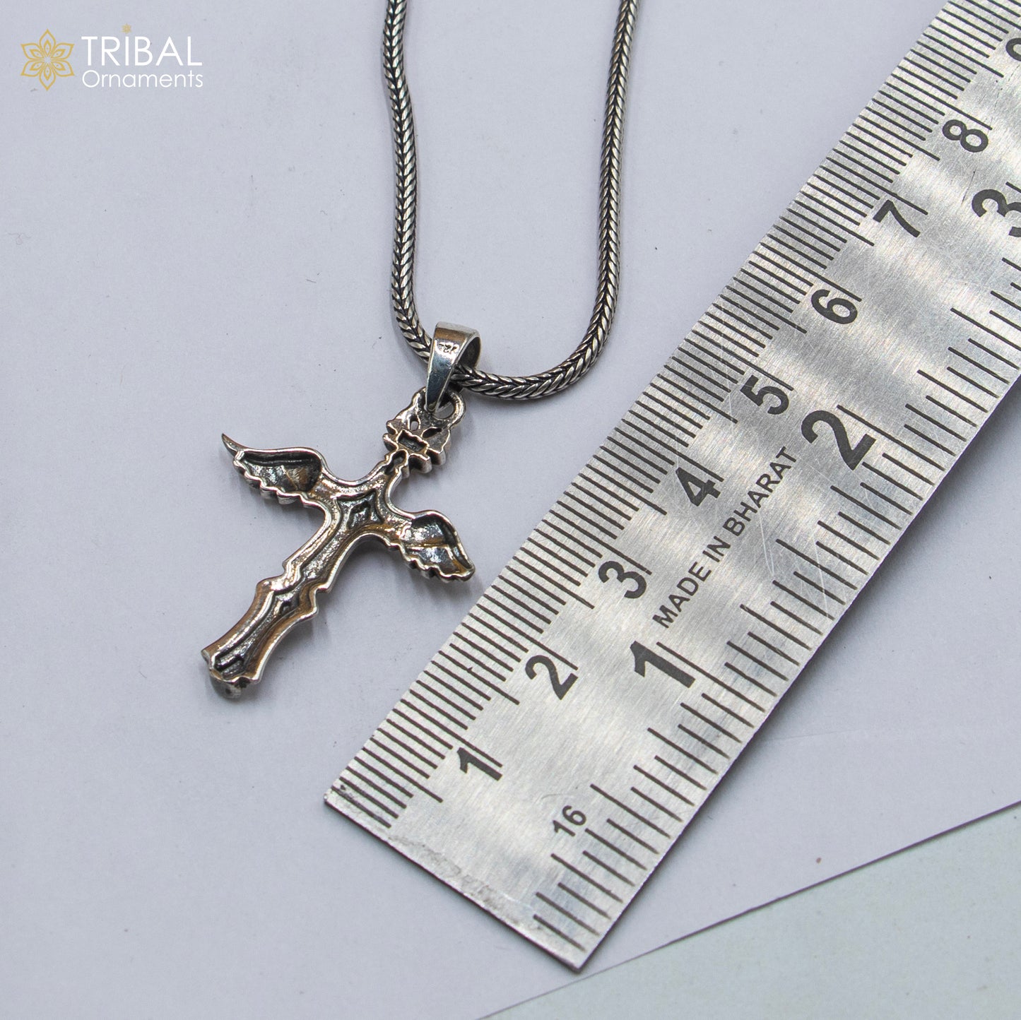 925 sterling silver handmade cross Silver Pendant with chain tribal jewellery nsp1045 - TRIBAL ORNAMENTS