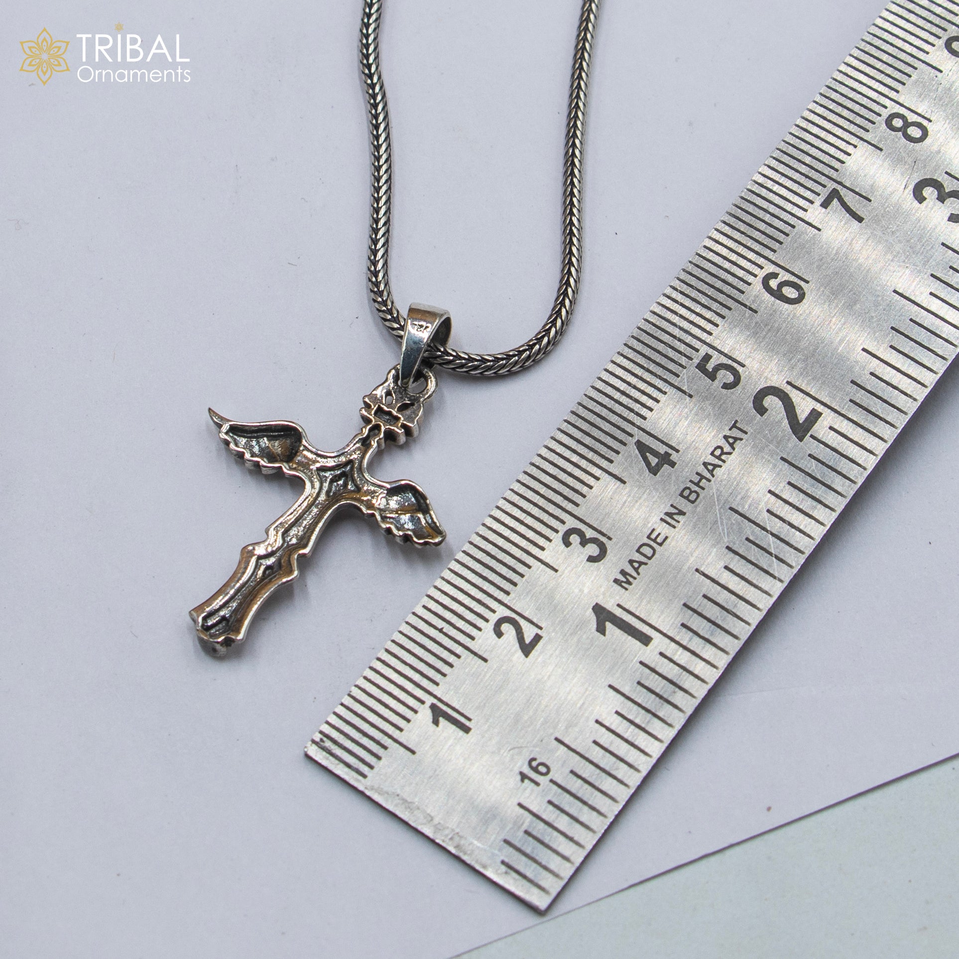 925 sterling silver handmade cross Silver Pendant with chain tribal jewellery nsp1045 - TRIBAL ORNAMENTS