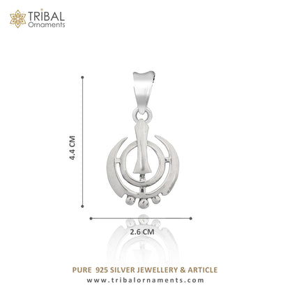 925 sterling silver Khalsa pendant with Sikha Sardar logo, customized design featuring Waheguru symbol, from Tribal Ornaments.