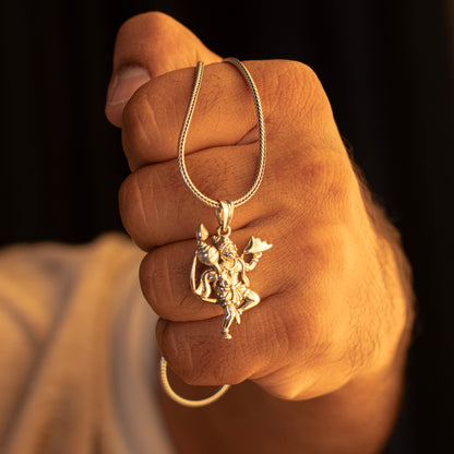 Sterling silver Lord Hanuman/BajaranBali pendant, vintage-style unisex jewelry, detailed tribal design, crafted by TRIBAL ORNAMENTS.