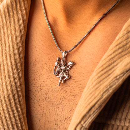 Sterling silver Lord Hanuman BajaranBali pendant, vintage-style unisex jewelry from Tribal Ornaments, detailed and stunning design.