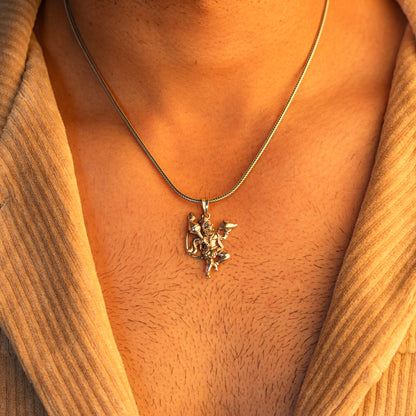 Sterling silver Lord Hanuman pendant featuring vintage BajaranBali design, unisex jewelry gift from TRIBAL ORNAMENTS.
