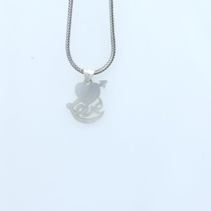 925 Sterling silver pendant with diamond heart and love design, crafted by TRIBAL ORNAMENTS, showcasing intricate jewelry details