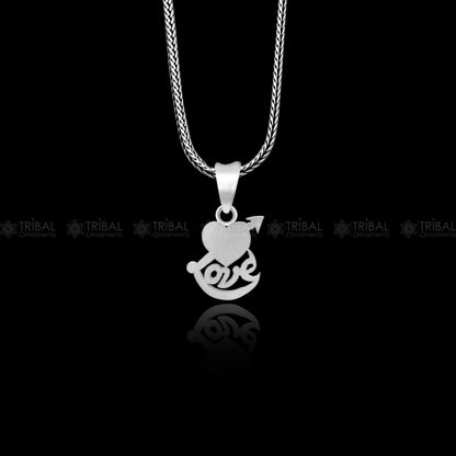 925 Sterling silver diamond heart and love design pendant by Tribal Ornaments featuring intricate craftsmanship and elegant style.