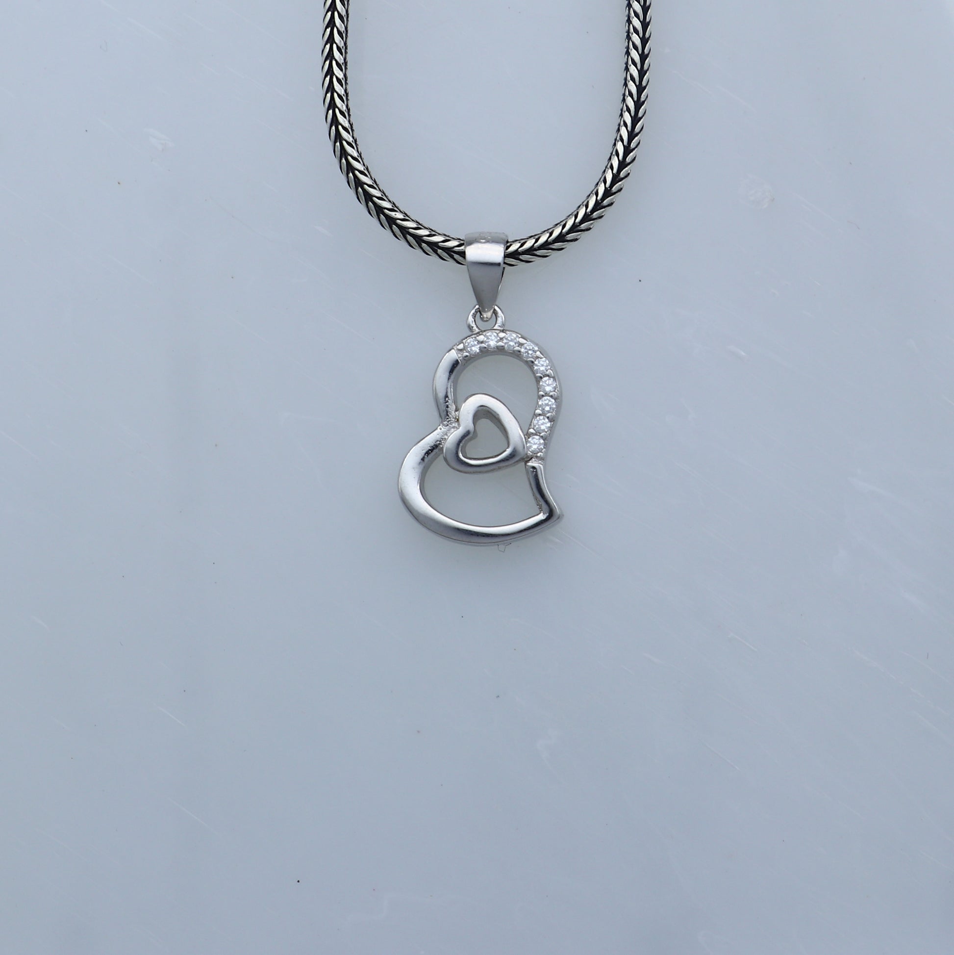 925 Sterling silver diamond heart design pendant nsp940 - TRIBAL ORNAMENTS