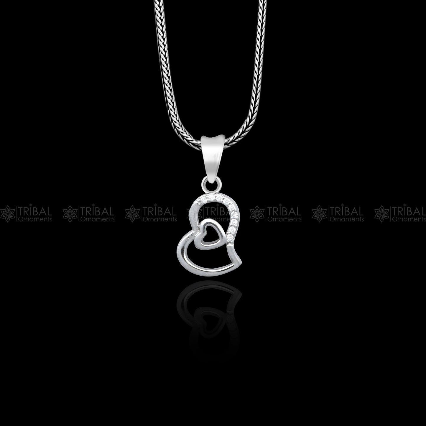 925 Sterling silver diamond heart design pendant nsp940 - TRIBAL ORNAMENTS