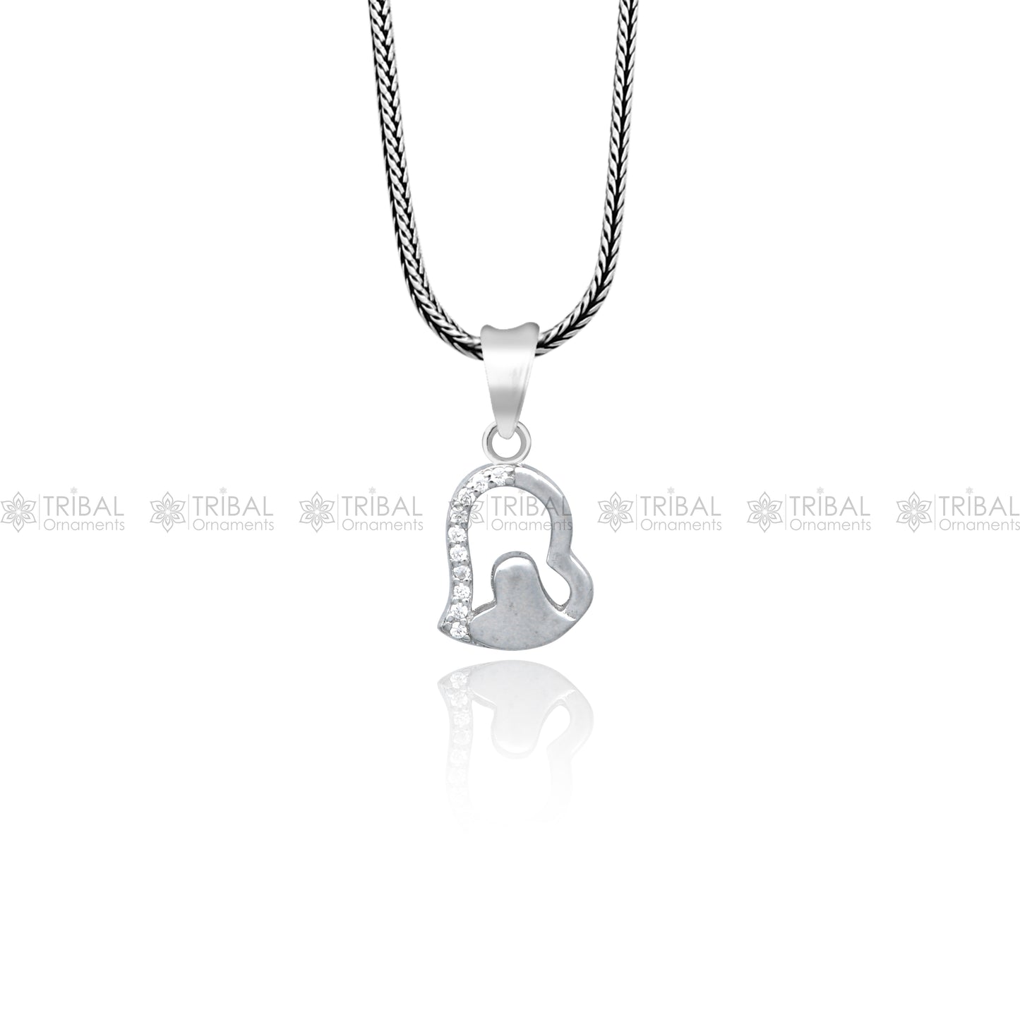 925 Sterling silver diamond heart design pendant nsp941 - TRIBAL ORNAMENTS