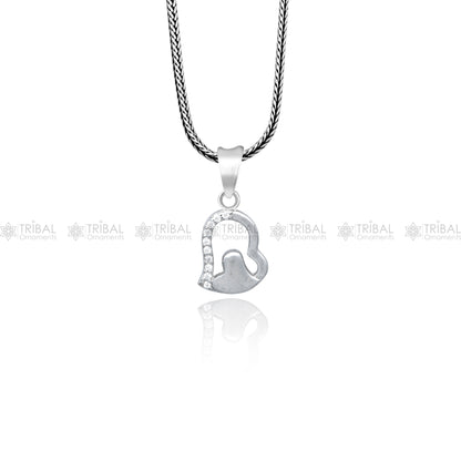 925 Sterling silver diamond heart pendant by TRIBAL ORNAMENTS featuring a delicate heart design and sparkling diamonds.