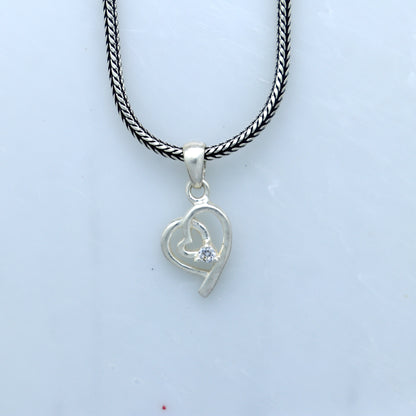 925 Sterling silver diamond heart pendant featuring a delicate tribal design, perfect for elegant jewelry collection.