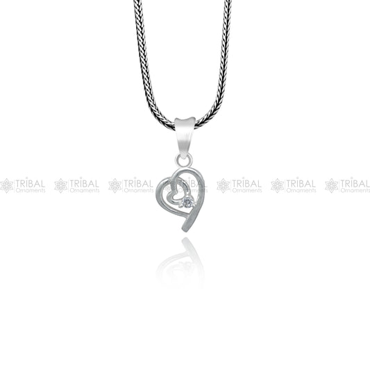925 Sterling silver diamond heart design pendant nsp942 - TRIBAL ORNAMENTS