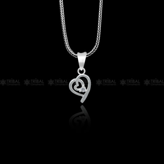 925 Sterling silver diamond heart design pendant nsp942 - TRIBAL ORNAMENTS