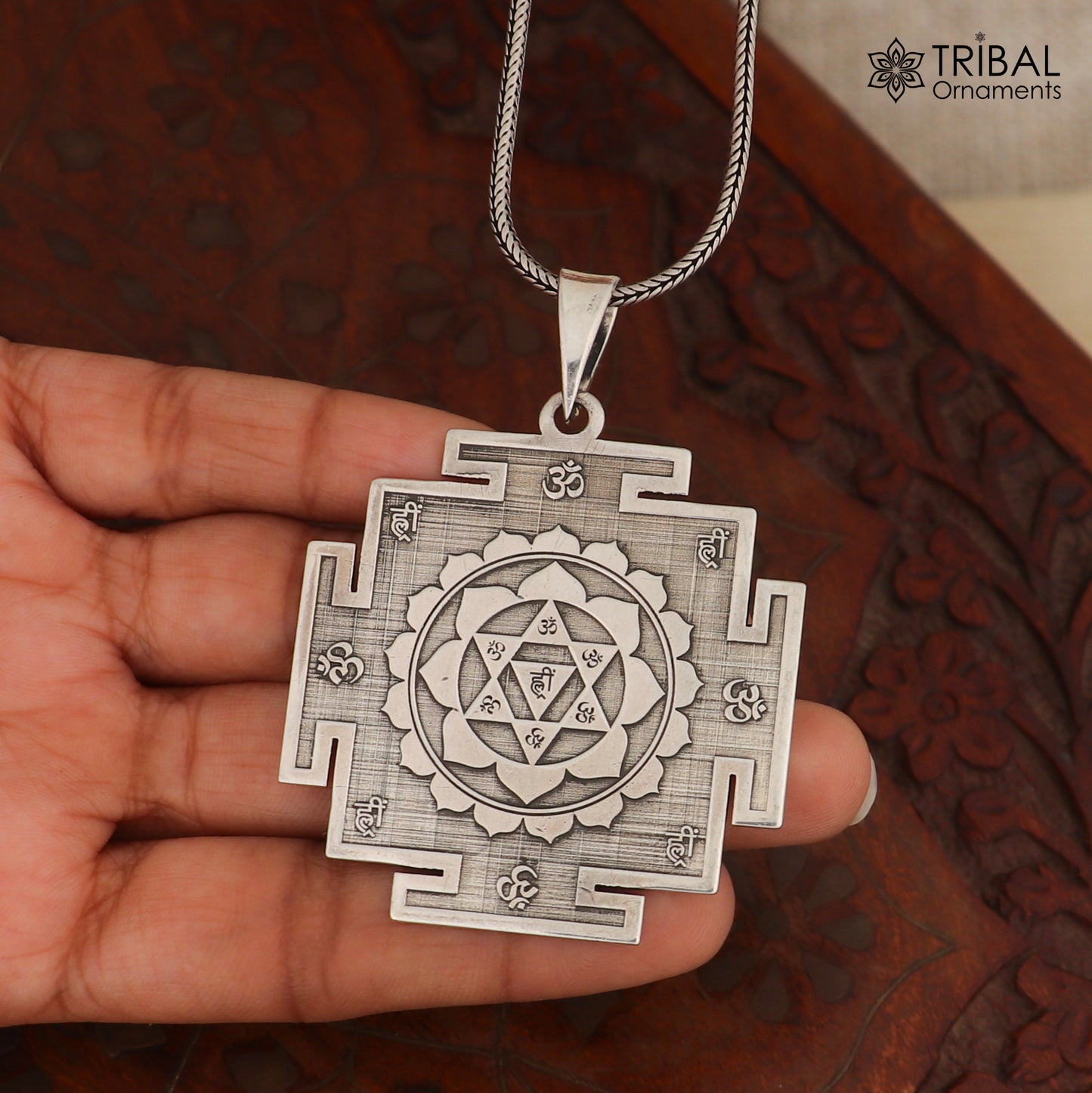 925 sterling silver Divine Baglamukhi Maha Yantram Silver Pendant Energetic Kavacham pendant nsp1098 - TRIBAL ORNAMENTS